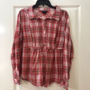 Torrid Red Plaid Cotton Top Size 2